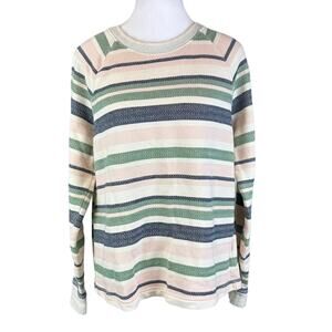 Orvis Knit Sweatshirt Striped Sz Medium Pink Green Blue Cream